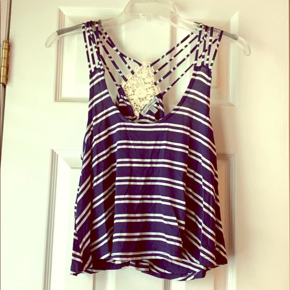 Charlotte Russe Navy Striped Crop Top